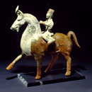 A Rare Amber-Glazed Pottery Horse with Rider